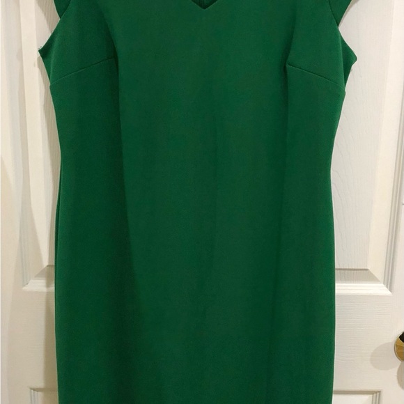 EnFocus Dress WM. Deep Green Stretchy Casual Classic#Puff Sleeves# Size 12. L. - Picture 7 of 15